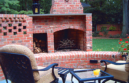 brick frireplace and privacy wall