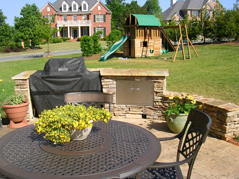 grill surround with built-in cooler and granite counter top
